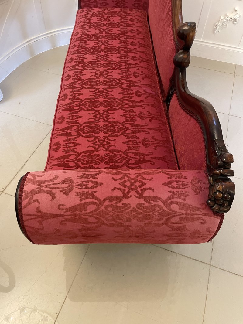 Outstanding Quality Antique Victorian Carved Mahogany Chaise Longue - Image 3